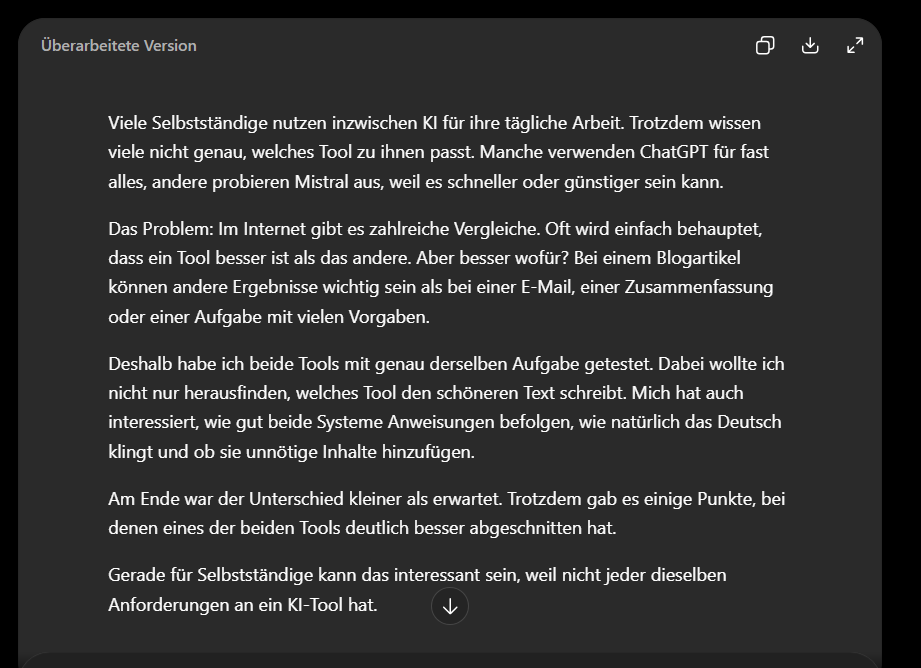 ChatGPT bei der ersten redaktionellen Überarbeitungsaufgabe