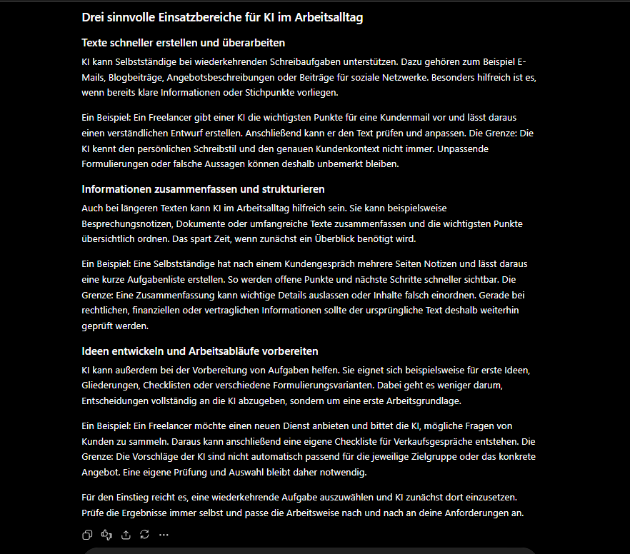 ChatGPT bei einer Schreibaufgabe mit mehreren Vorgaben