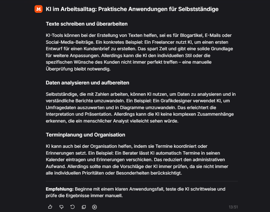 Mistral bei einer Schreibaufgabe mit mehreren Vorgaben